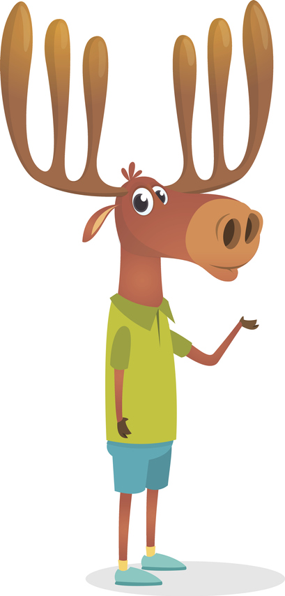 Cartoon funny hipster elk